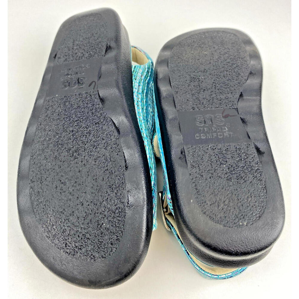 SAS Relaxed Sandal Rainbow Teal Slingback Summer 6 1/2 M Comfort Shoes USA EUC - Picture 8 of 11